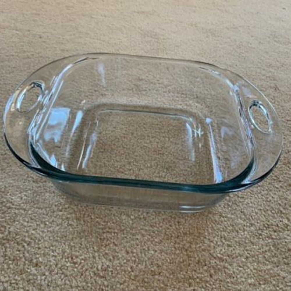 Vintage Anchor Hocking 2 QT 8” x 8” Clear Glass Casserole Baking Dish Handles